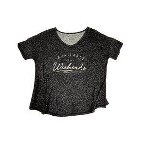 Danskin Women's "Available for Weekends" Heathered Gray T-Shirt‎ Small